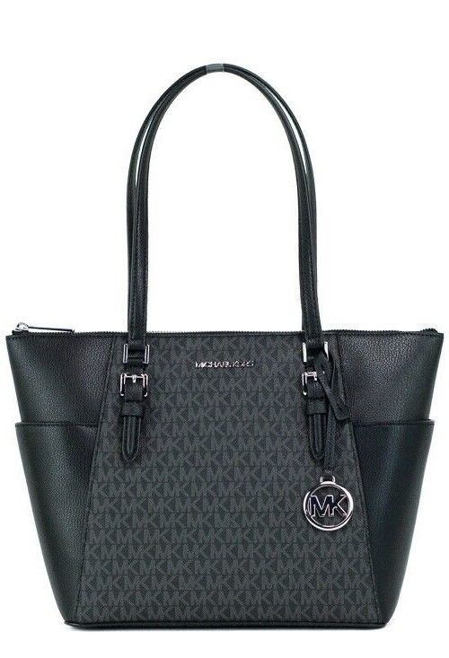 Charlotte Black PVC Leather Large Top Zip Tote Handbag Bag Purse - GLAMHUB BOUTIQUE 