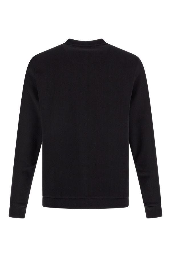 Elegant Black Cotton Round Neck Sweatshirt - GLAMHUB BOUTIQUE 