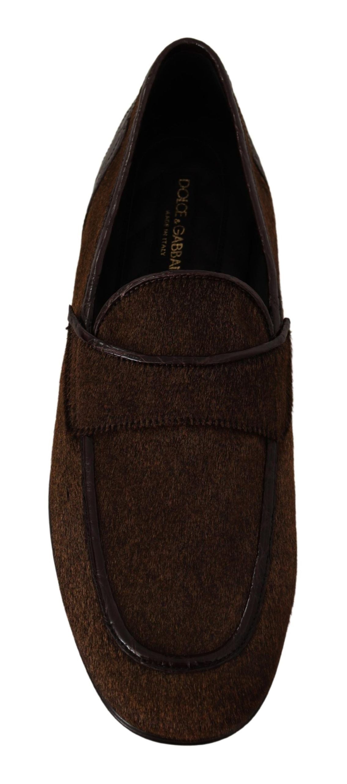 Elegant Brown Caiman Leather Loafers