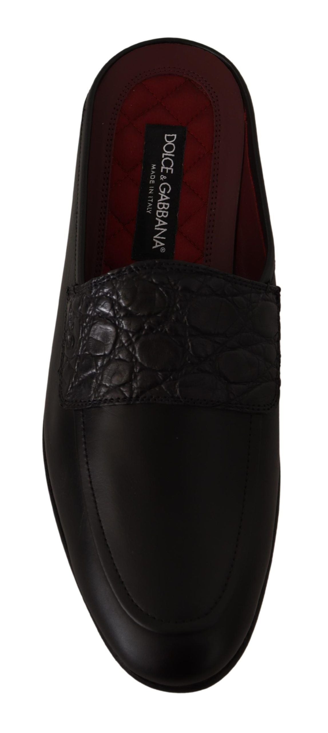 Dolce & Gabbana Exquisite Black & Burgundy Leather Slides