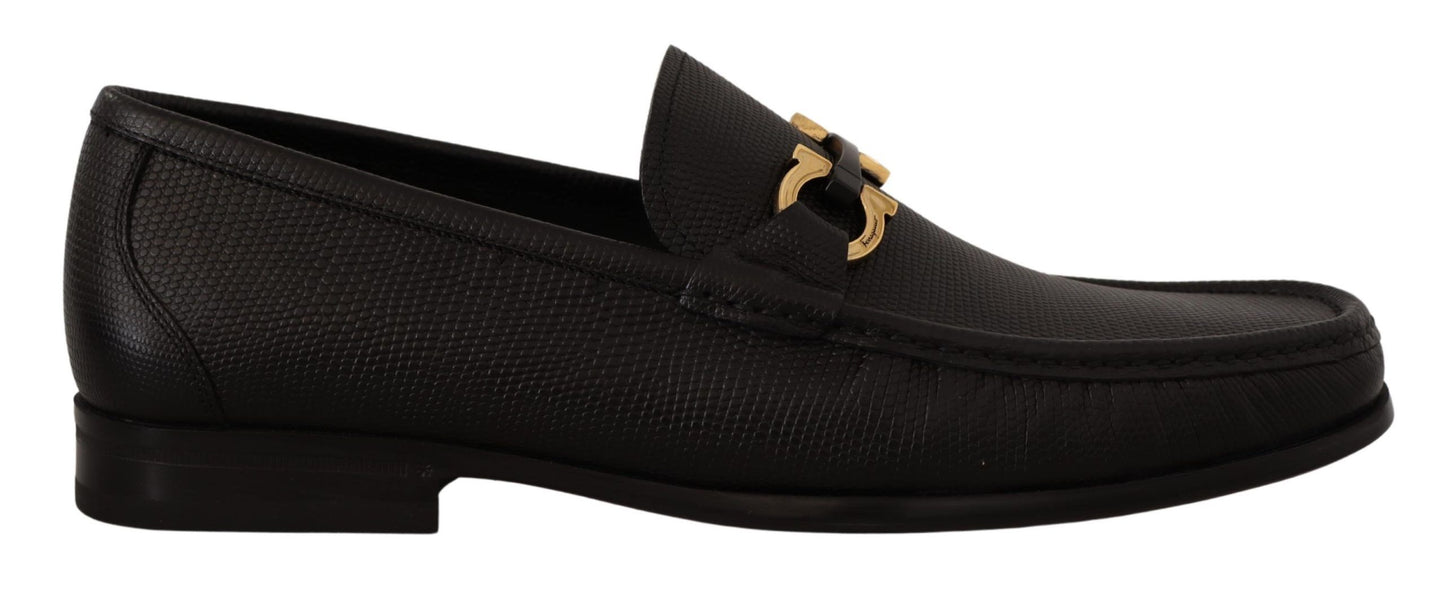 Elegant Black Calf Leather Loafers - GlamHub Luxury and Icon Brand Clothing