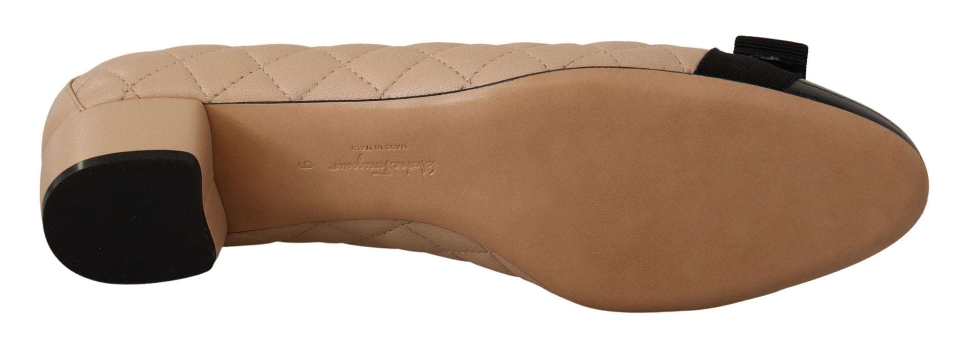 Elegant Quilted Leather Pumps in Beige and Black - GlamHub Luxury and Icon Brand Clothing