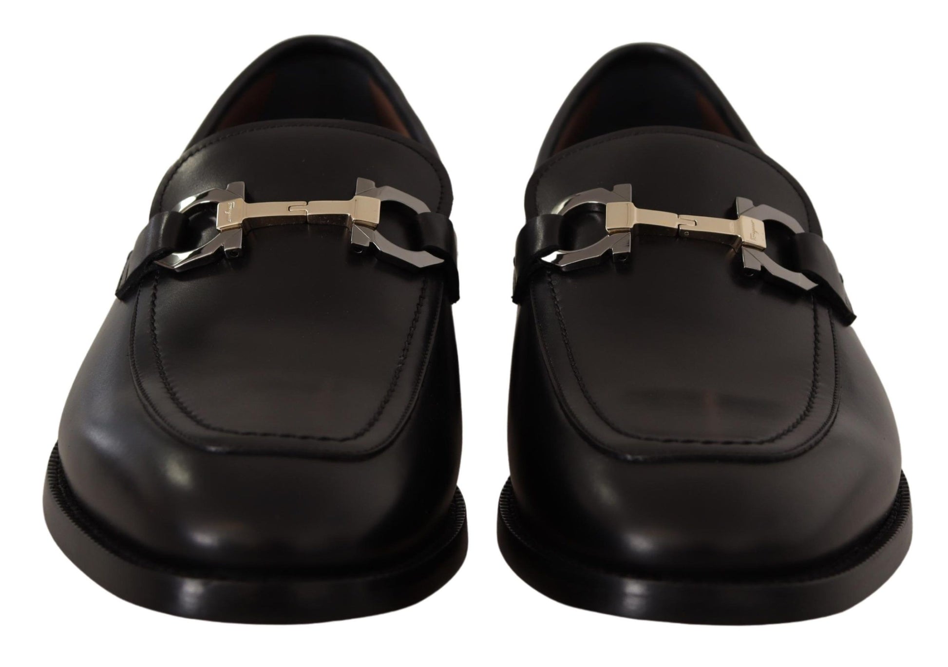 Suave Black Leather Gancio Bit Loafers - GlamHub Luxury and Icon Brand Clothing