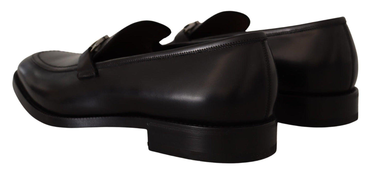 Suave Black Leather Gancio Bit Loafers - GlamHub Luxury and Icon Brand Clothing