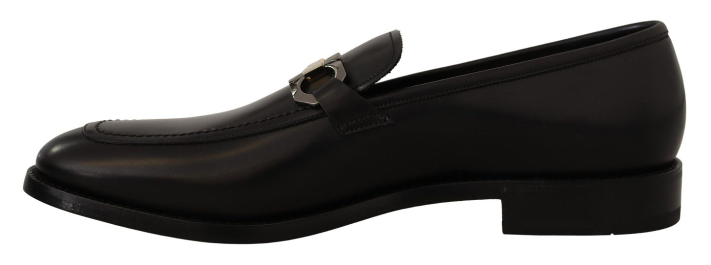 Suave Black Leather Gancio Bit Loafers - GlamHub Luxury and Icon Brand Clothing