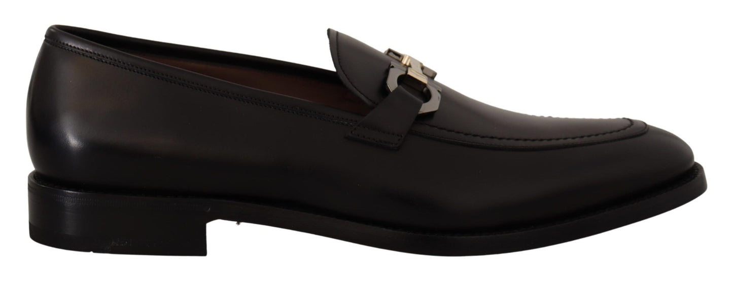 Suave Black Leather Gancio Bit Loafers - GlamHub Luxury and Icon Brand Clothing