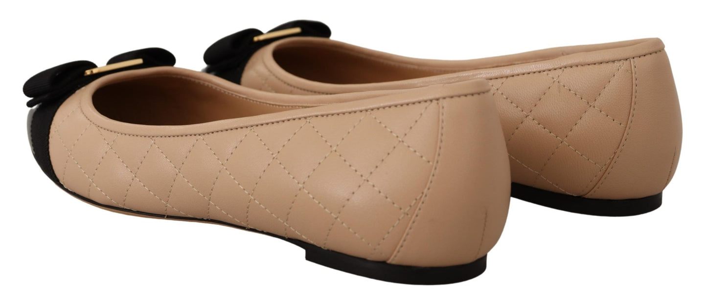 Elegant Quilted Leather Flats - Chic Dual-Tone Design - GlamHub Luxury and Icon Brand Clothing