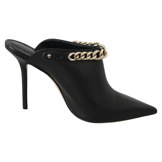 Elegant Black Gold Leather Pumps - GLAMHUB BOUTIQUE 