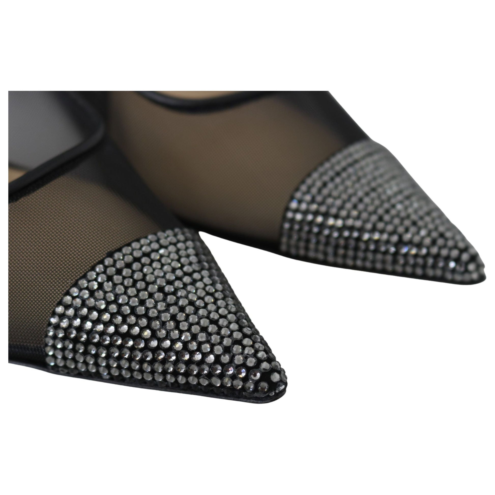 Elegant Black Mesh Crystal Pumps - GLAMHUB BOUTIQUE 