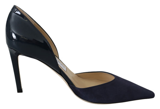 Elegant Navy Suede Pointed Toe Pumps - GLAMHUB BOUTIQUE 