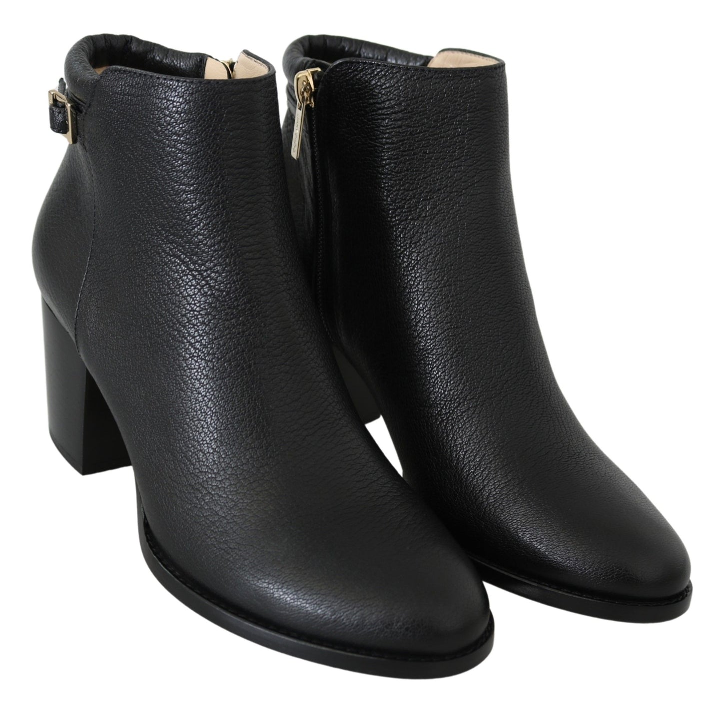 Elegant Black Leather Heeled Boots - GLAMHUB BOUTIQUE 