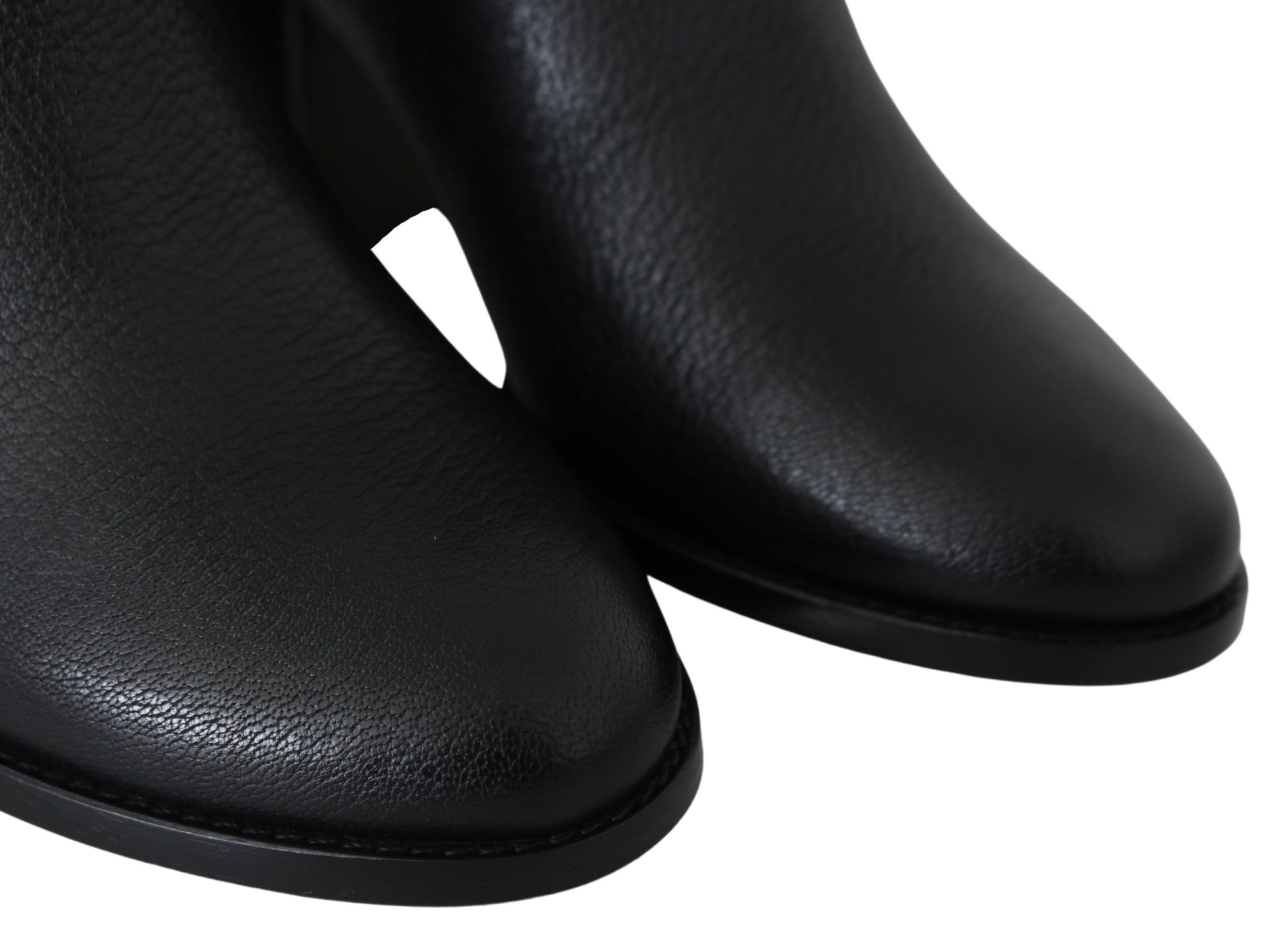 Elegant Black Leather Heeled Boots - GLAMHUB BOUTIQUE 