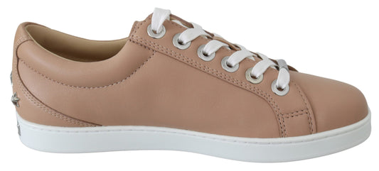 Powder Pink Nappa Leather Sneakers - GLAMHUB BOUTIQUE 