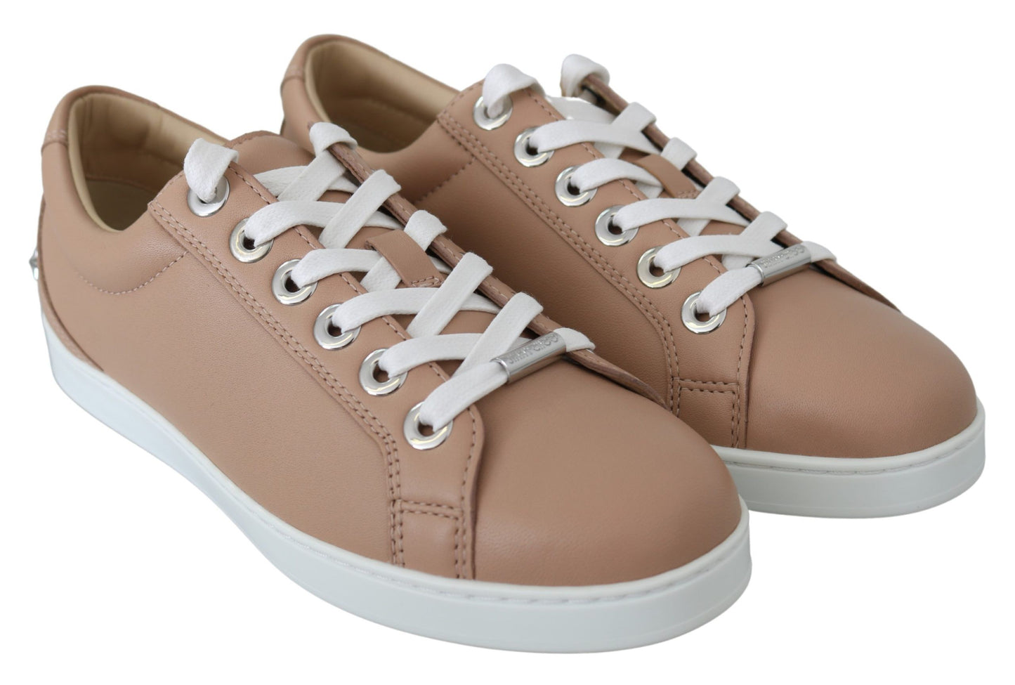 Powder Pink Nappa Leather Sneakers - GLAMHUB BOUTIQUE 