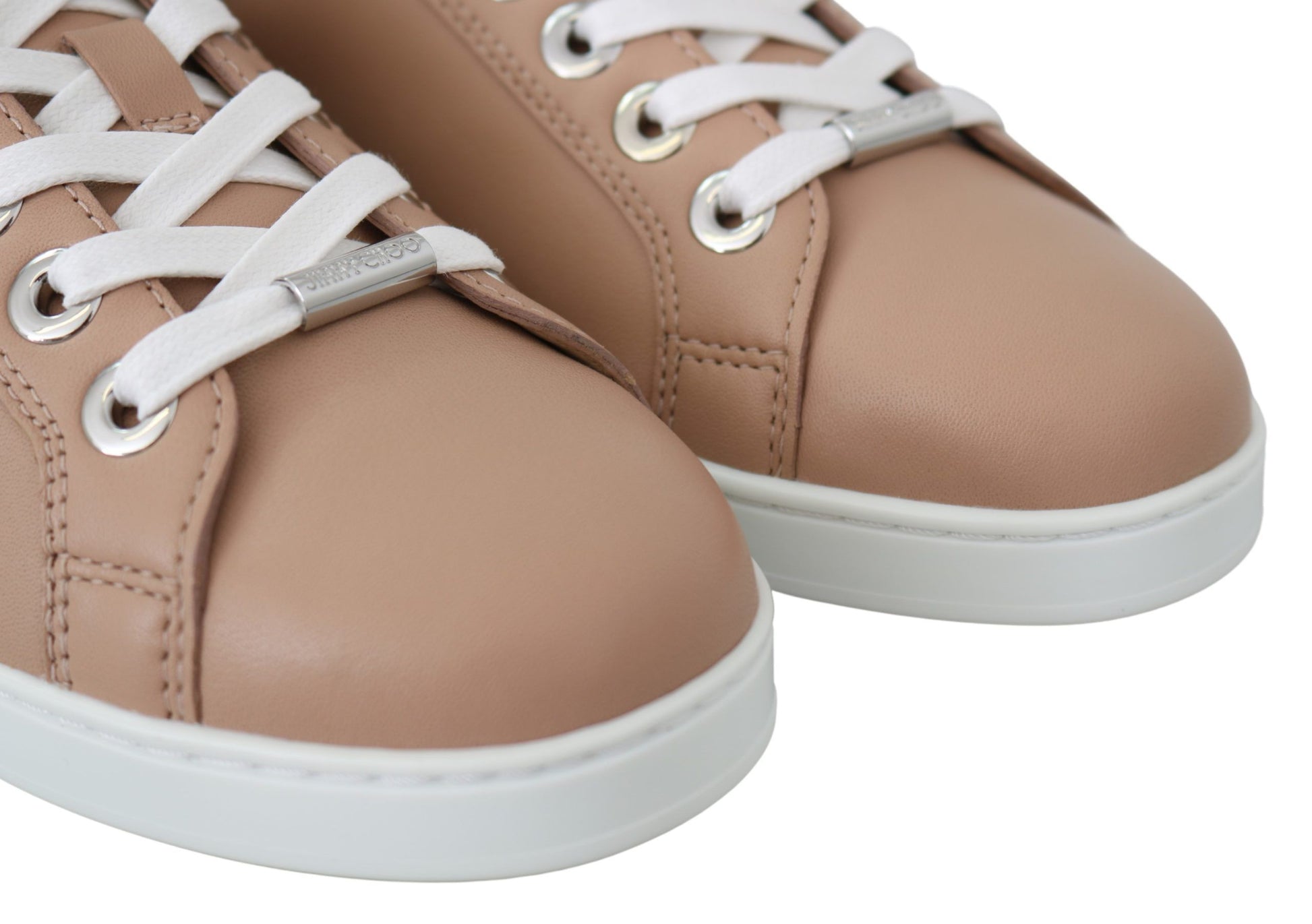 Powder Pink Nappa Leather Sneakers - GLAMHUB BOUTIQUE 