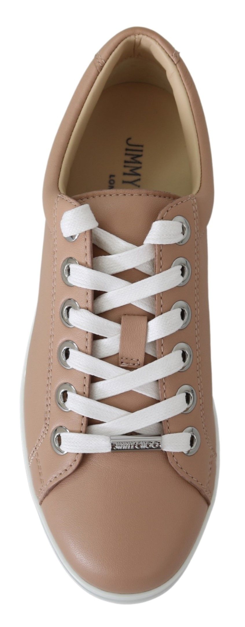 Powder Pink Nappa Leather Sneakers - GLAMHUB BOUTIQUE 