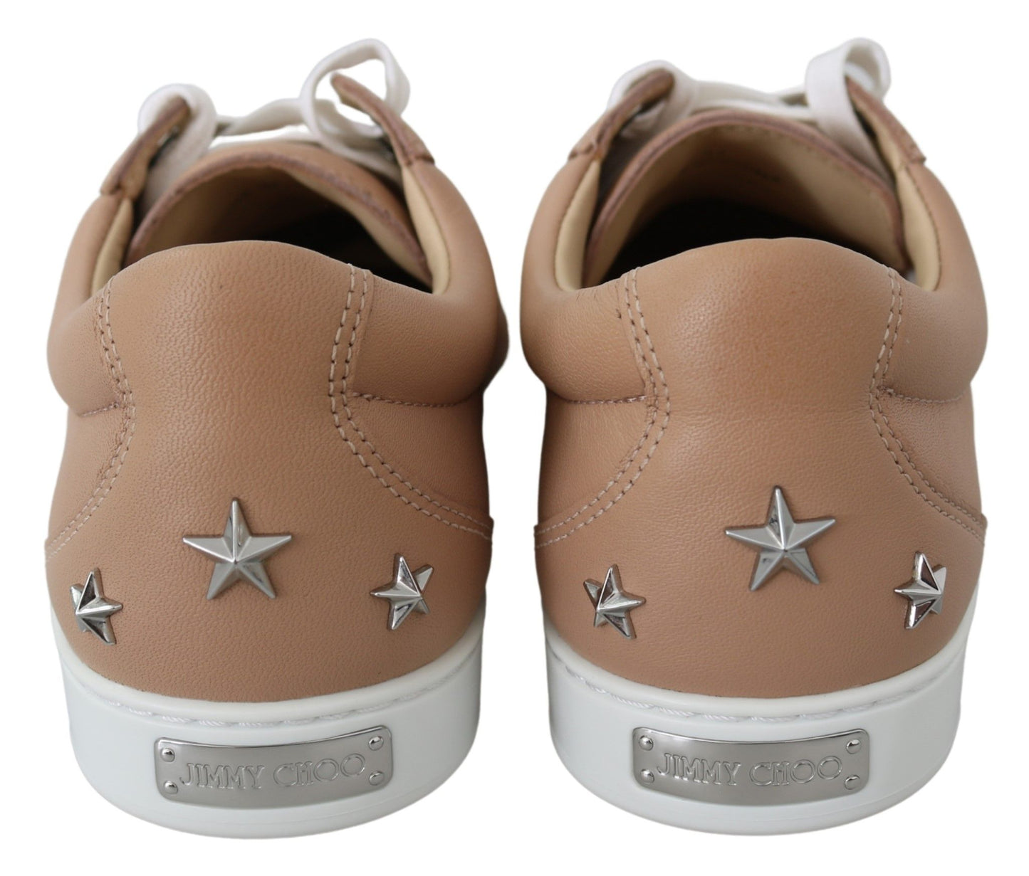 Powder Pink Nappa Leather Sneakers - GLAMHUB BOUTIQUE 