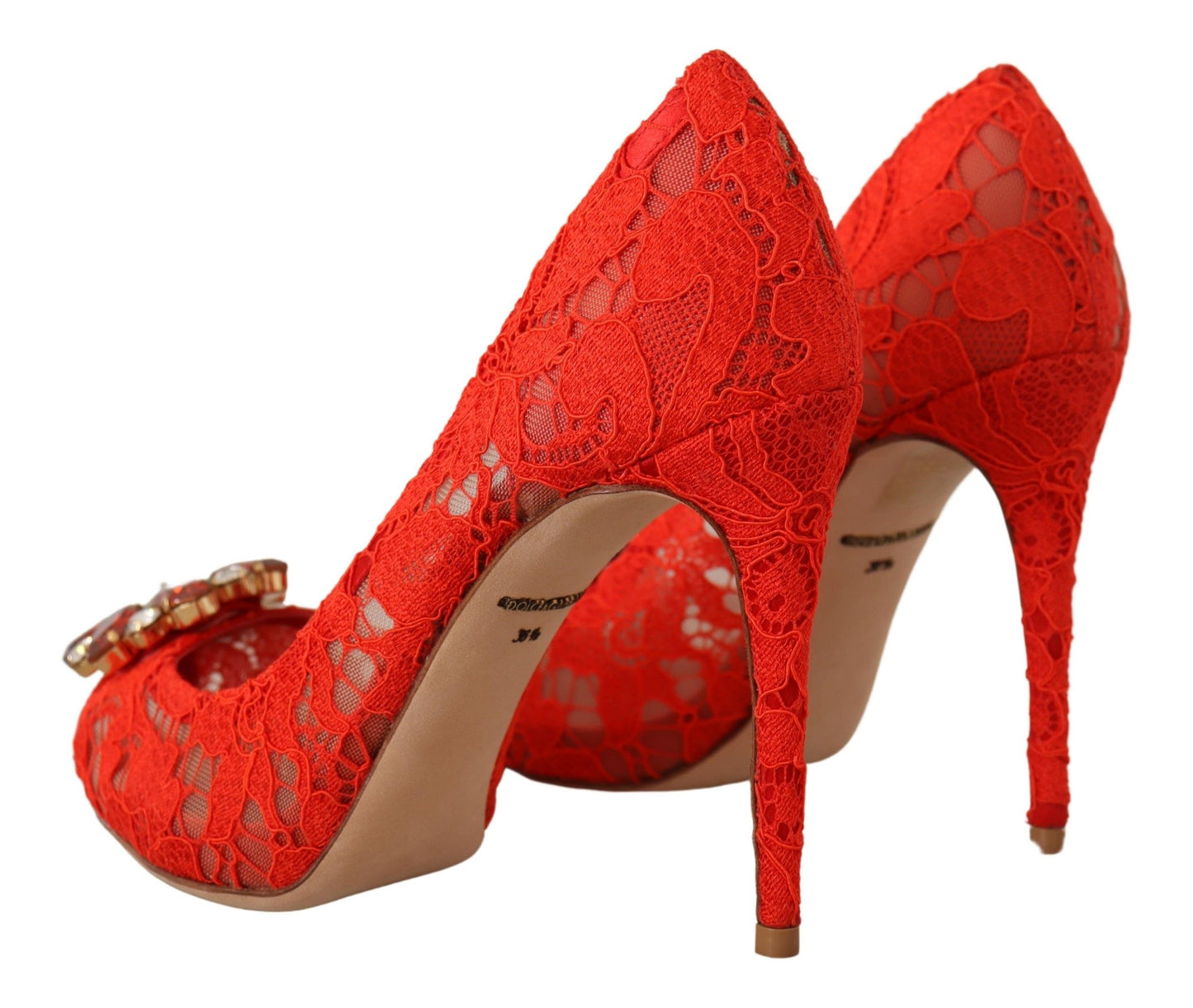 Red Crystal Taormina Lace Heels Pumps