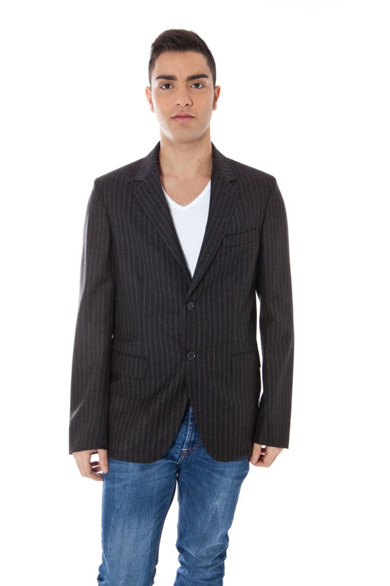 Gray Wool Men Jacket - GLAMHUB BOUTIQUE 