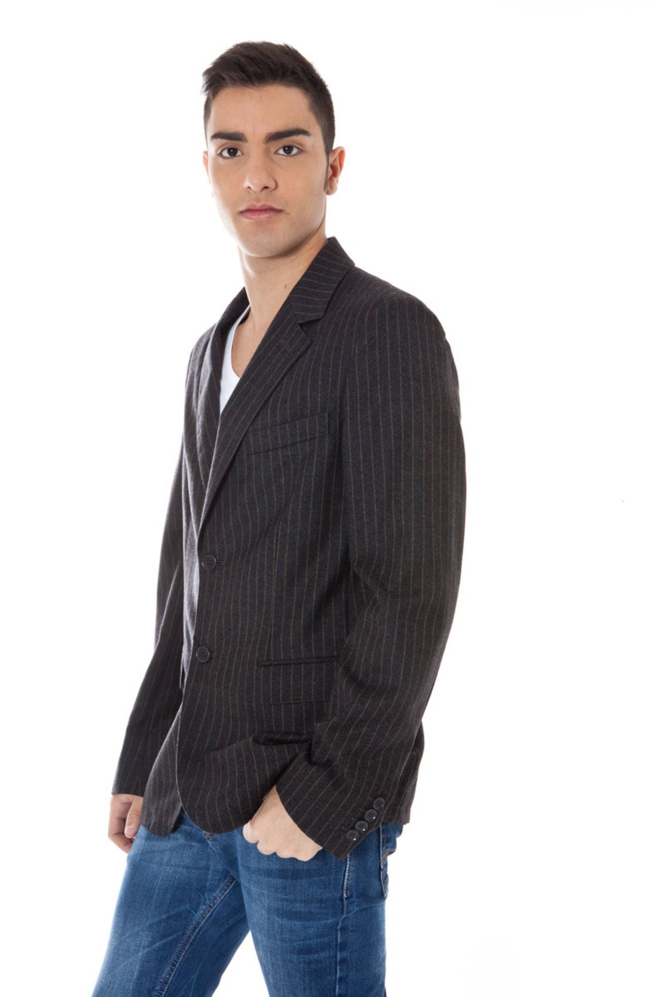 Gray Wool Men Jacket - GLAMHUB BOUTIQUE 