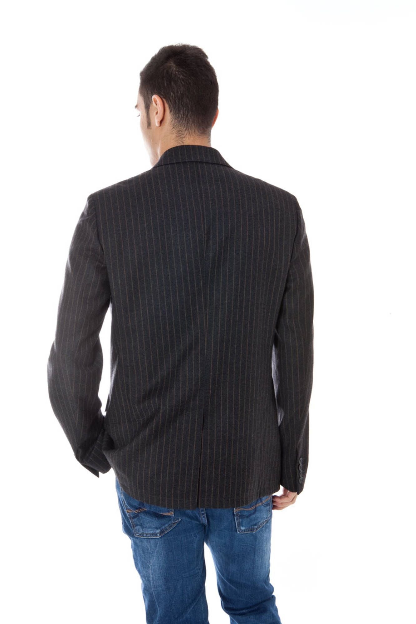 Gray Wool Men Jacket - GLAMHUB BOUTIQUE 