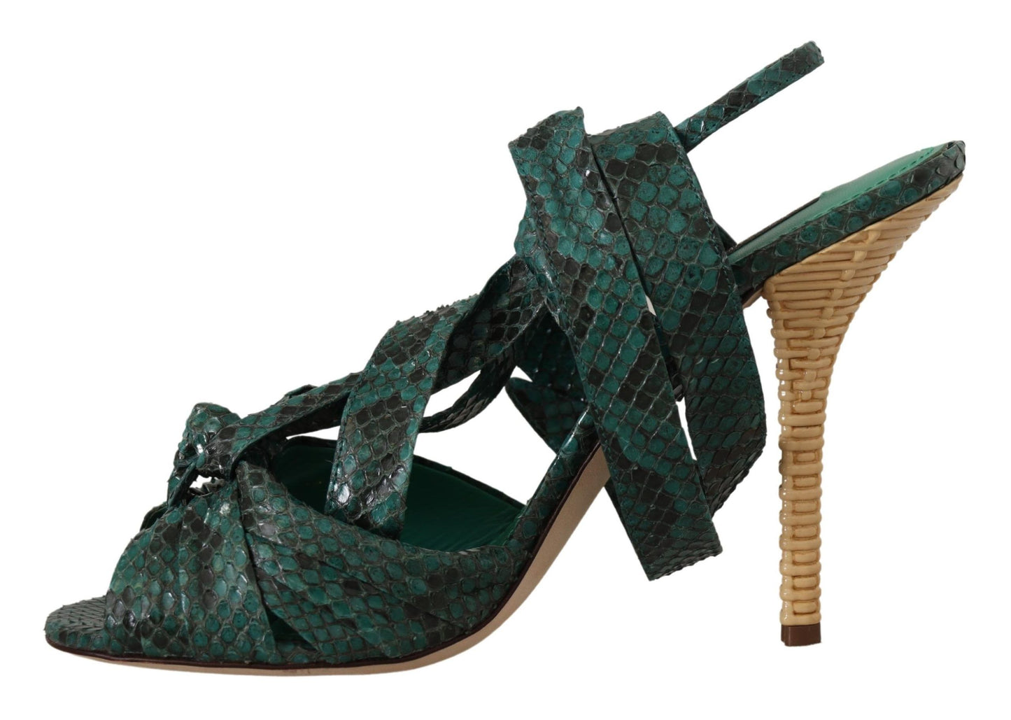 Elegant Green Python Strappy Heels