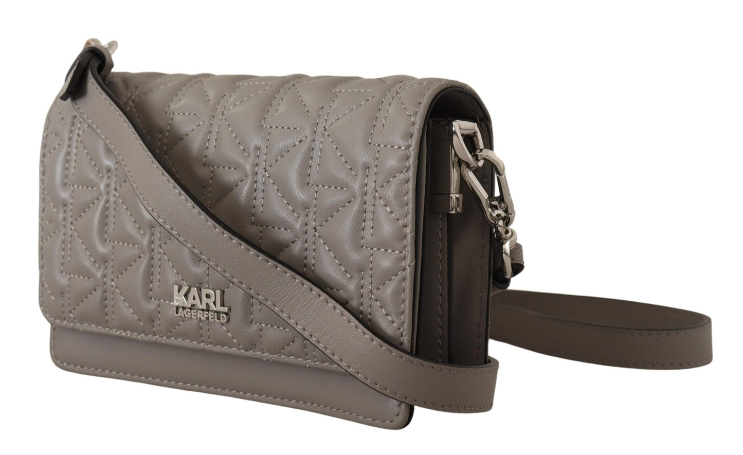 Elegant Grey Leather Crossbody Bag - GlamHub Luxury and Icon Brand Clothing