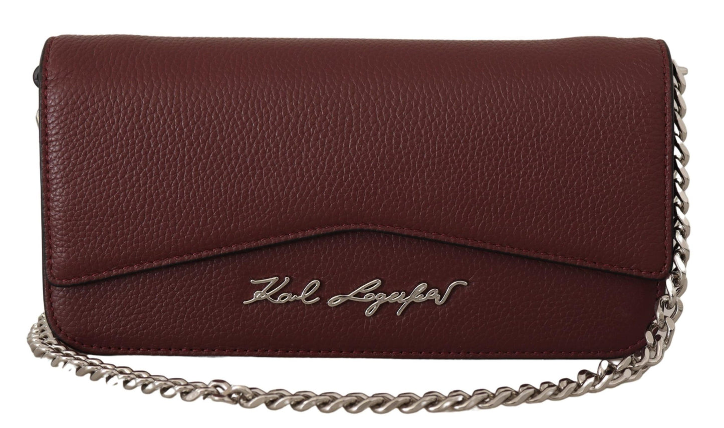 Elegant Wine Leather Evening Clutch - GlamHub Luxury and Icon Brand Clothing