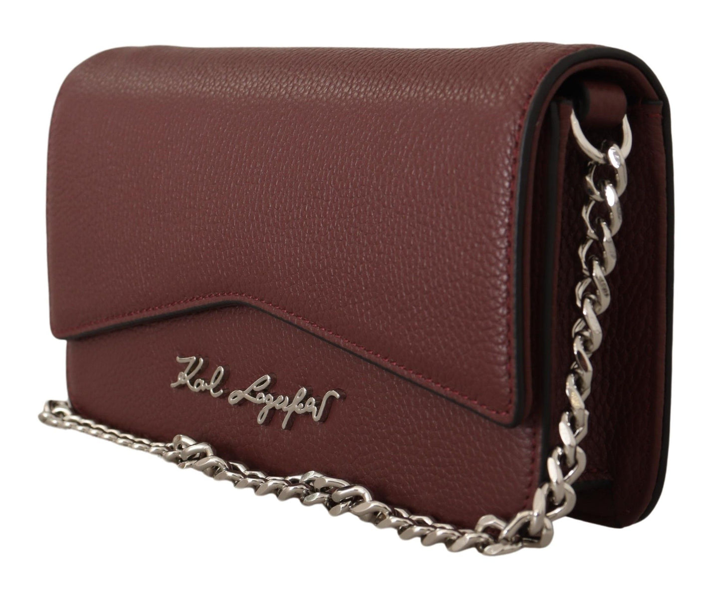 Elegant Wine Leather Evening Clutch - GlamHub Luxury and Icon Brand Clothing