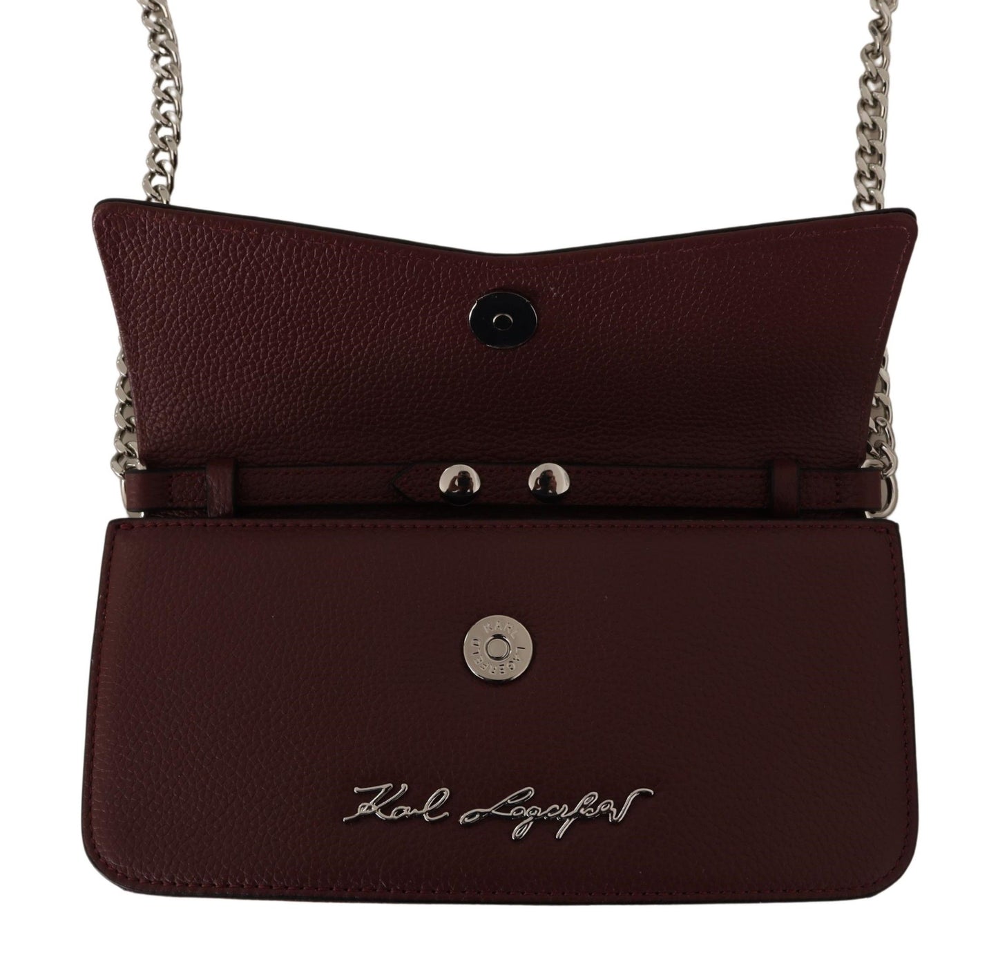 Elegant Wine Leather Evening Clutch - GlamHub Luxury and Icon Brand Clothing