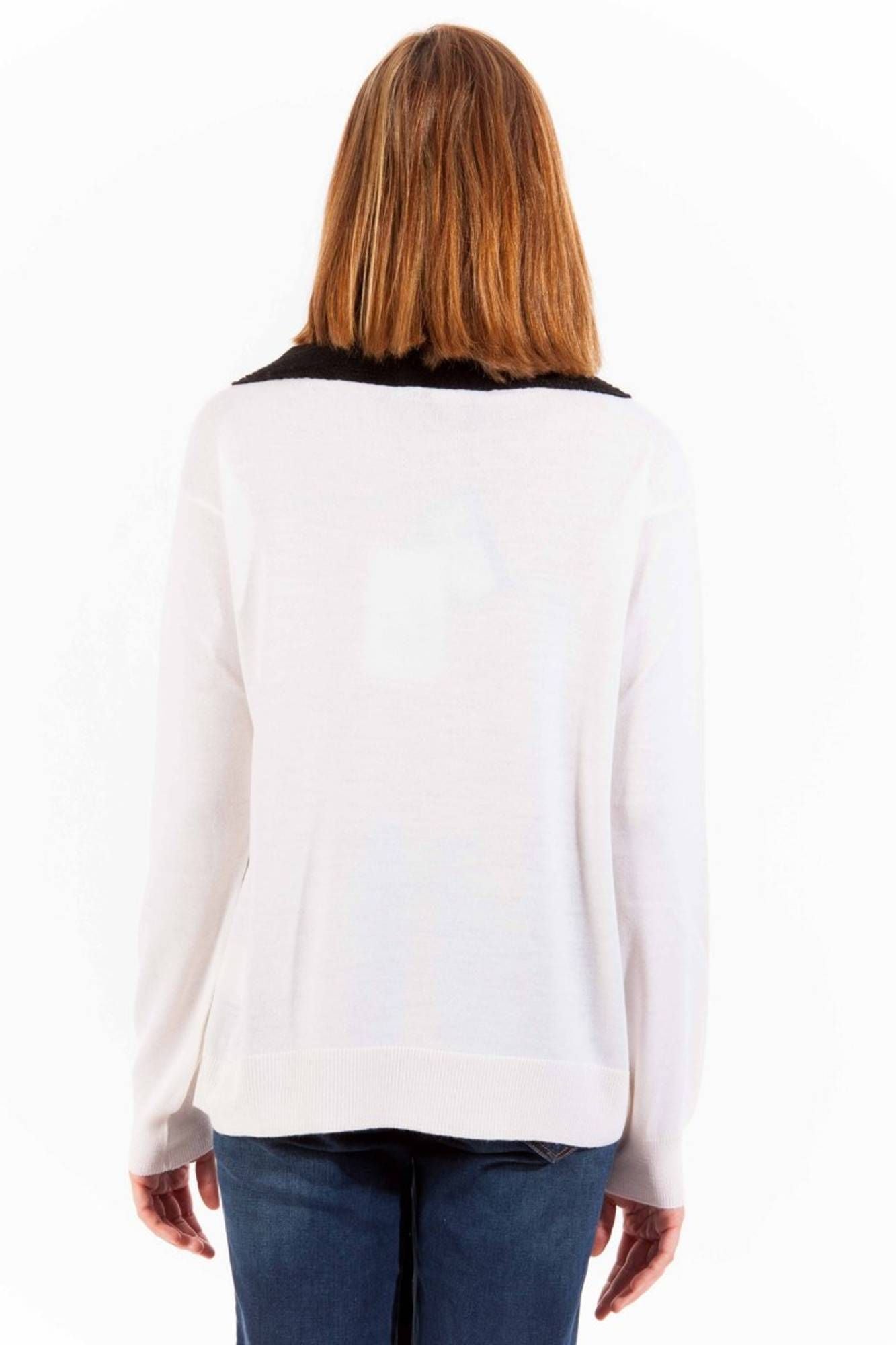 White Wool Women Sweater - GlamHub Luxury and Icon Brand Clothing