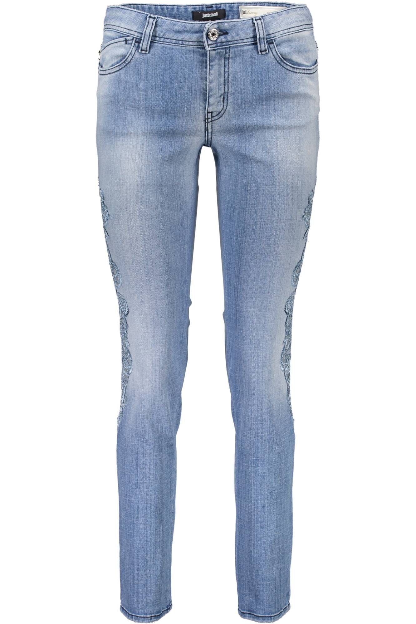 Light Blue Cotton Women Jeans - GLAMHUB BOUTIQUE 