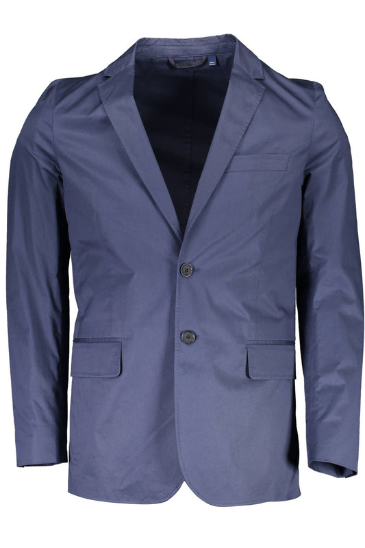 Blue Cotton Men Jacket - GlamHub Luxury and Icon Brand Clothing