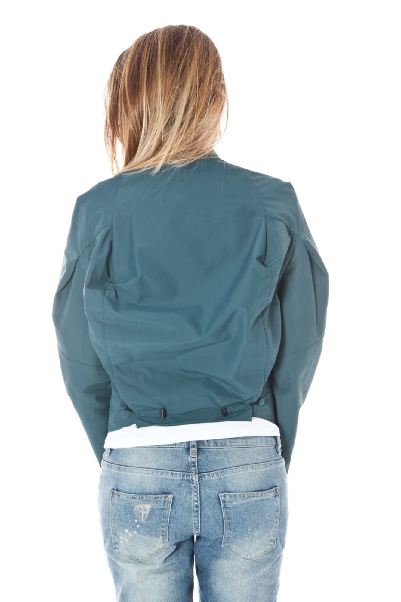 Green Polyamide Women Jacket - GLAMHUB BOUTIQUE 