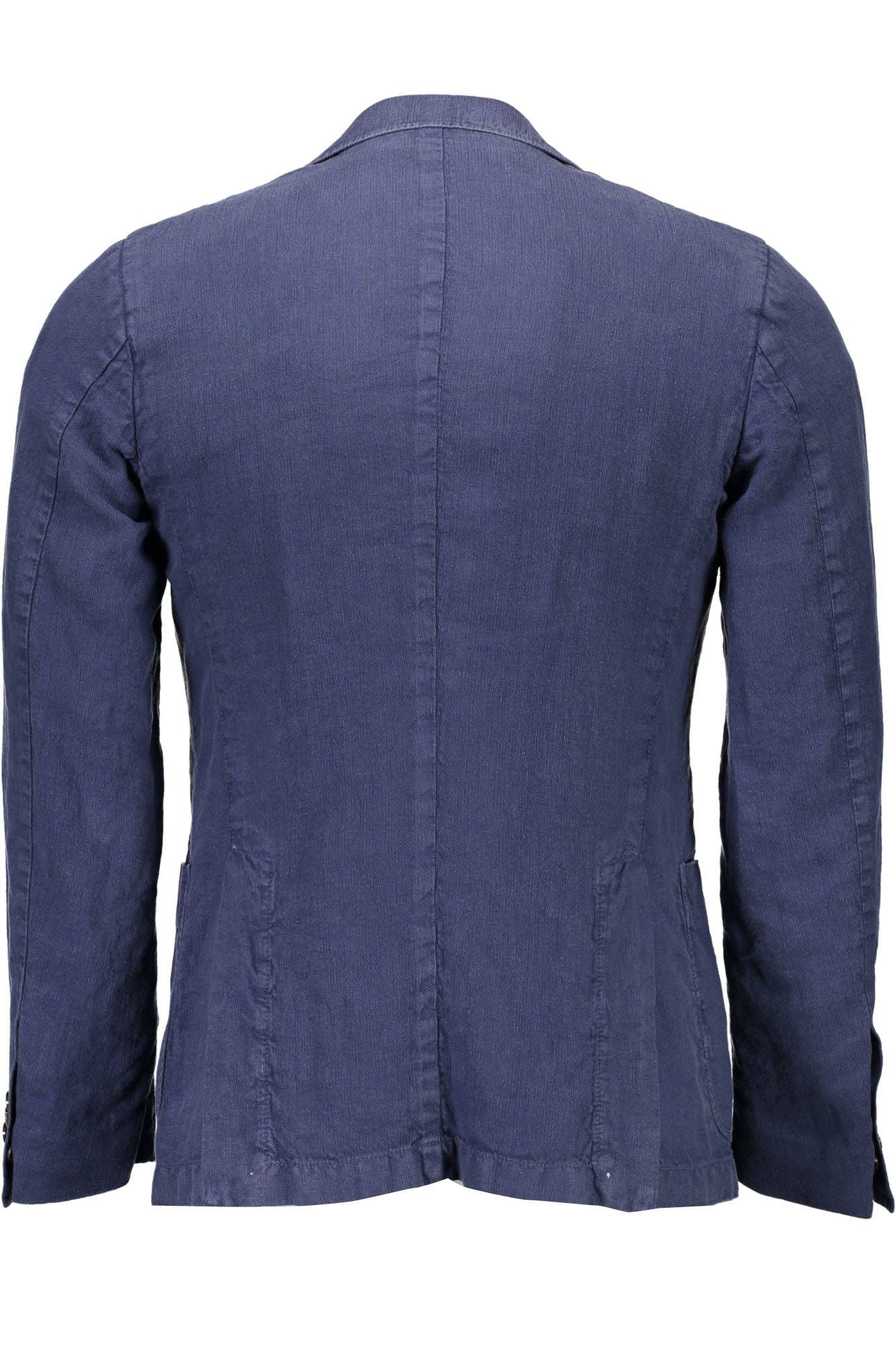 Blue Linen Men Jacket - GlamHub Luxury and Icon Brand Clothing