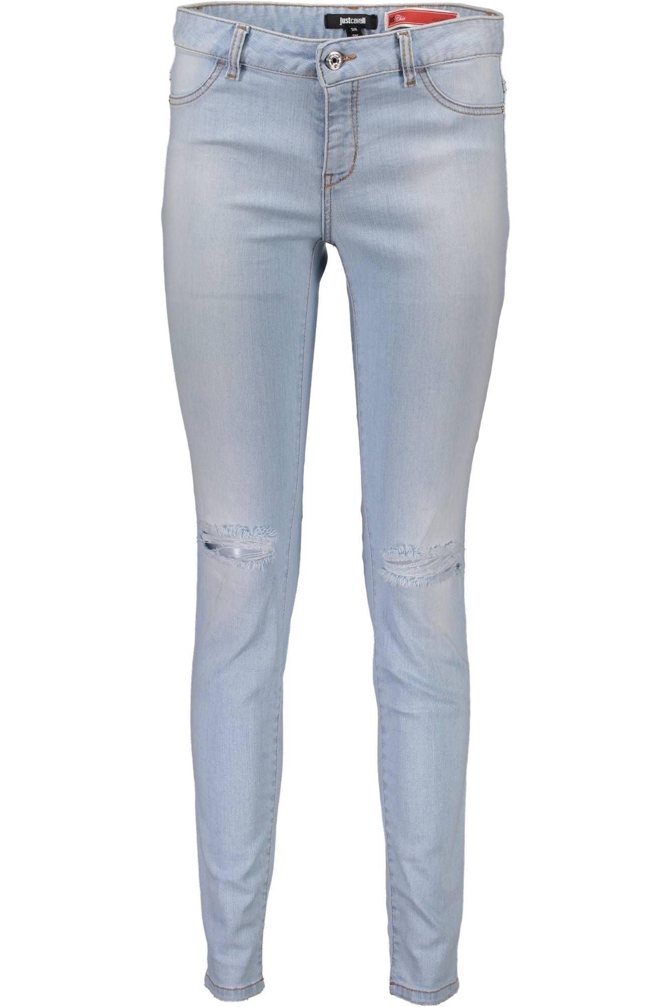 Light Blue Cotton Women Jeans - GLAMHUB BOUTIQUE 