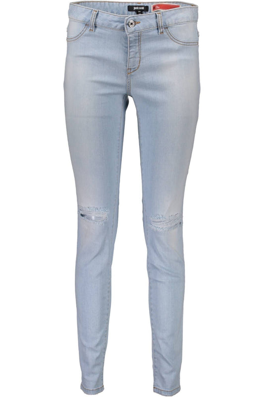 Light Blue Cotton Women Jeans - GLAMHUB BOUTIQUE 