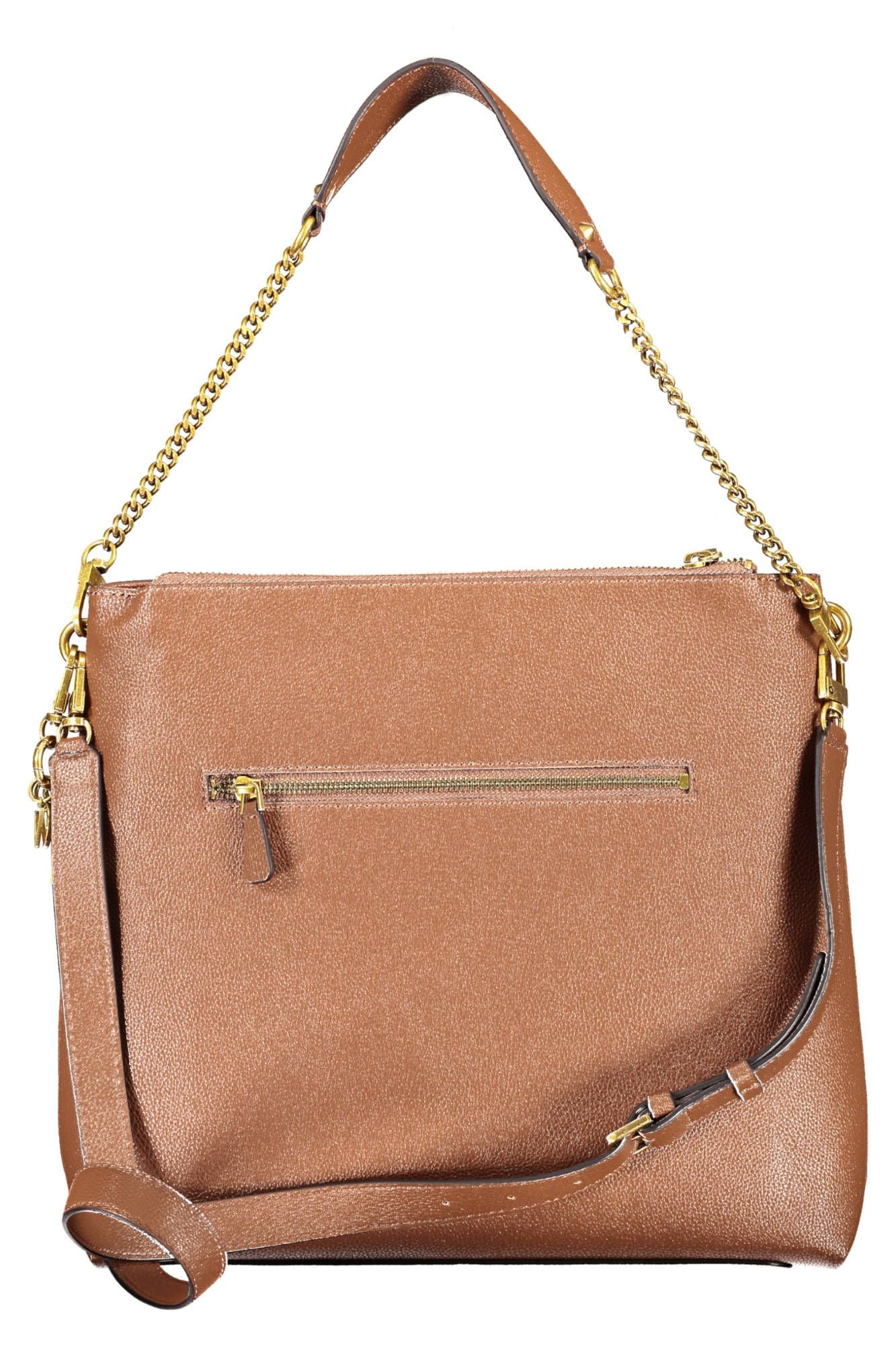 Brown Polyethylene Women Handbag - GLAMHUB BOUTIQUE 