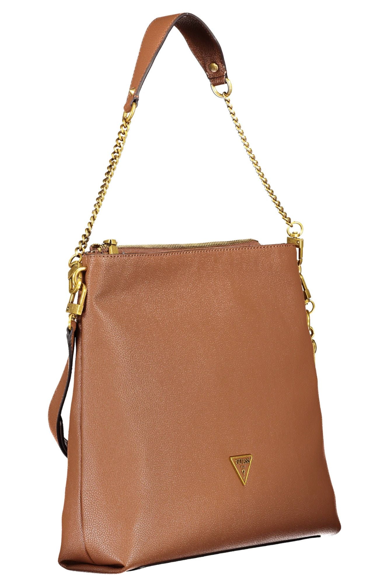 Brown Polyethylene Women Handbag - GLAMHUB BOUTIQUE 