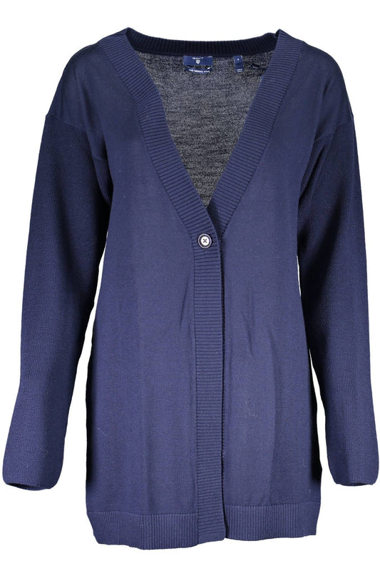 Blue Wool Women Cardigan - GlamHub Luxury and Icon Brand Clothing