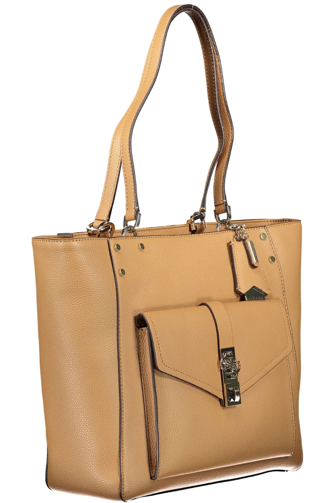 Brown Polyethylene Women Handbag - GLAMHUB BOUTIQUE 