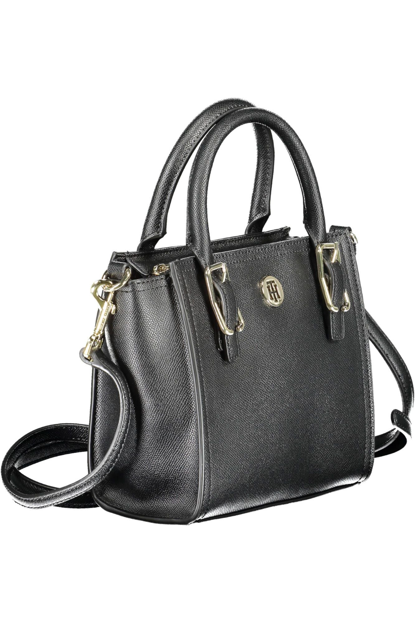 Black Polyethylene Women Handbag - GLAMHUB BOUTIQUE 