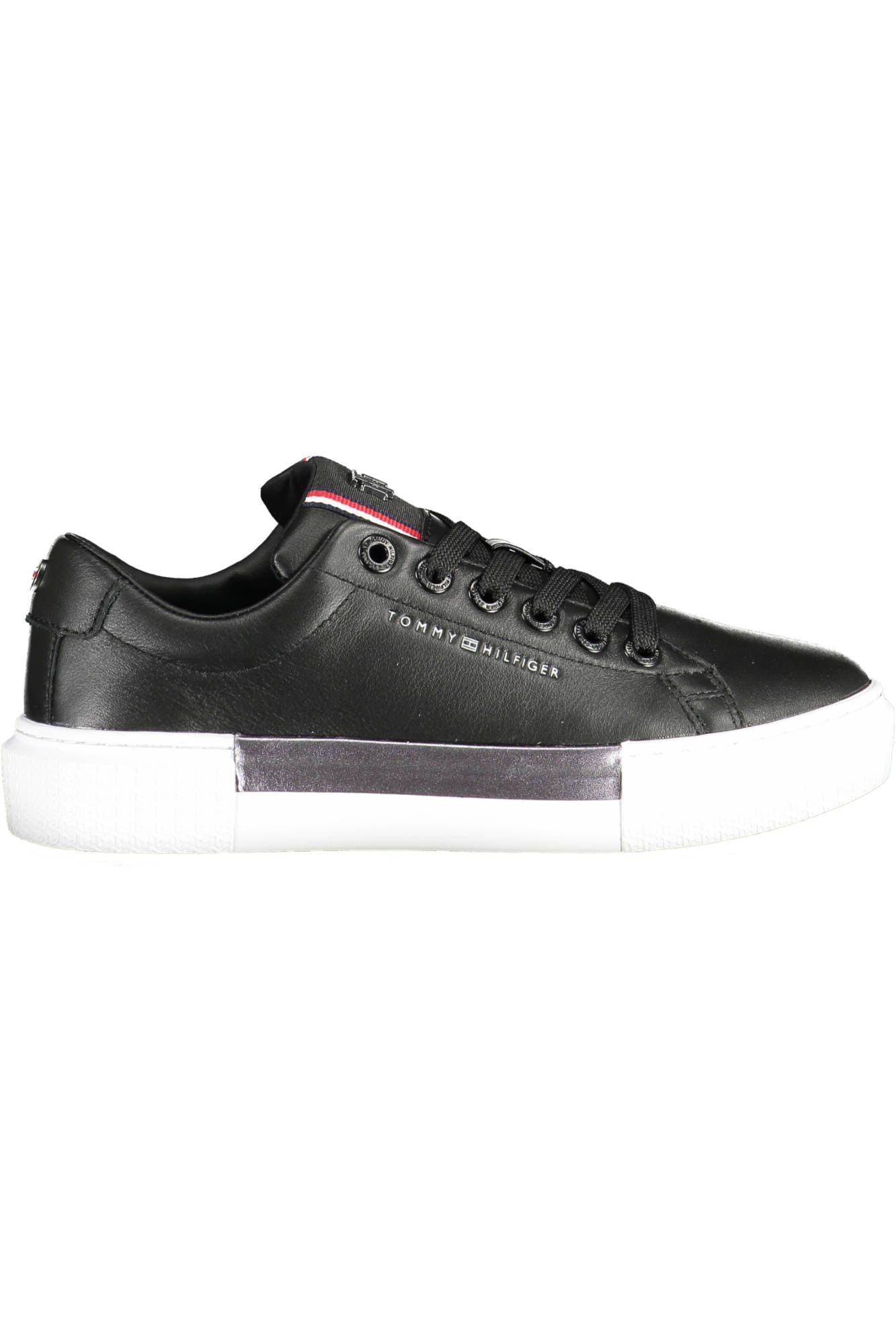 Black Leather Women Sneaker - GLAMHUB BOUTIQUE 