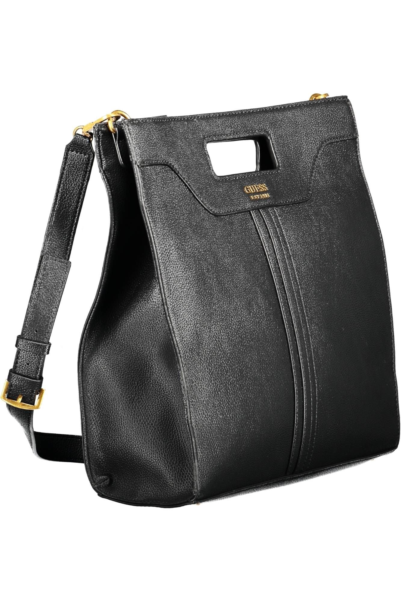 Black Polyethylene Women Handbag - GLAMHUB BOUTIQUE 