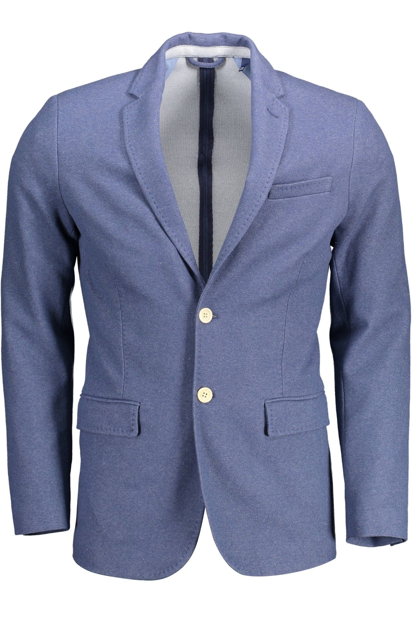 Blue Polyester Men Jacket - GlamHub Luxury and Icon Brand Clothing