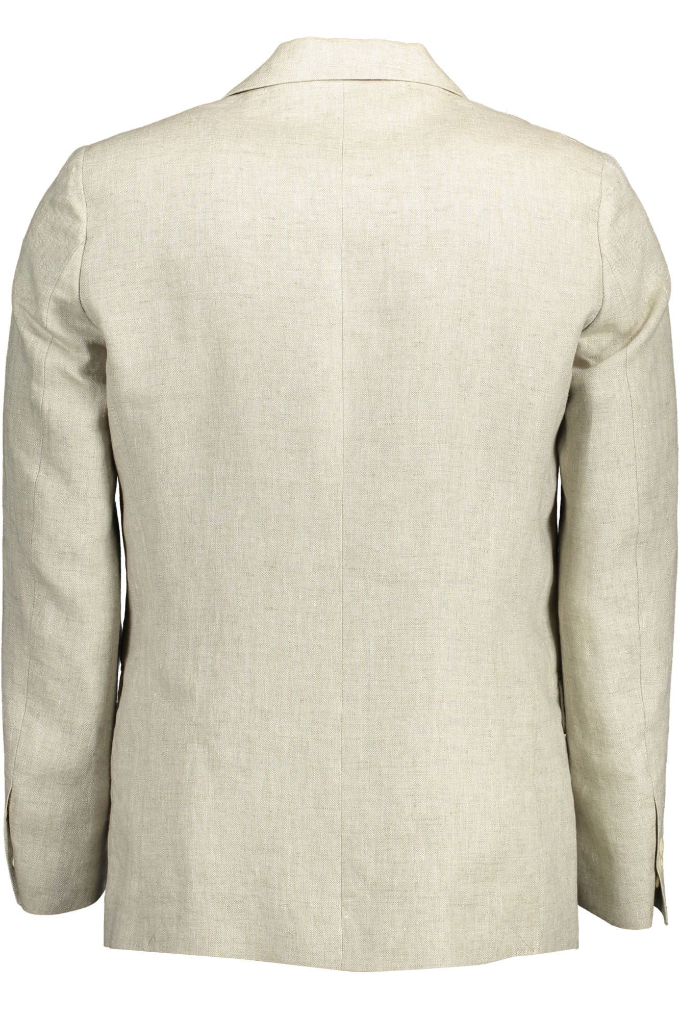 Beige Linen Men Jacket - GlamHub Luxury and Icon Brand Clothing