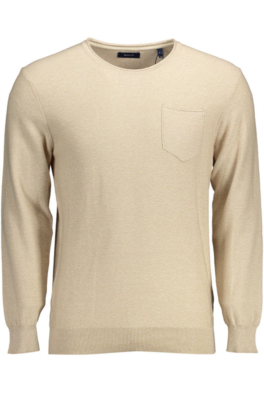 Beige Cotton Men Sweater - GlamHub Luxury and Icon Brand Clothing