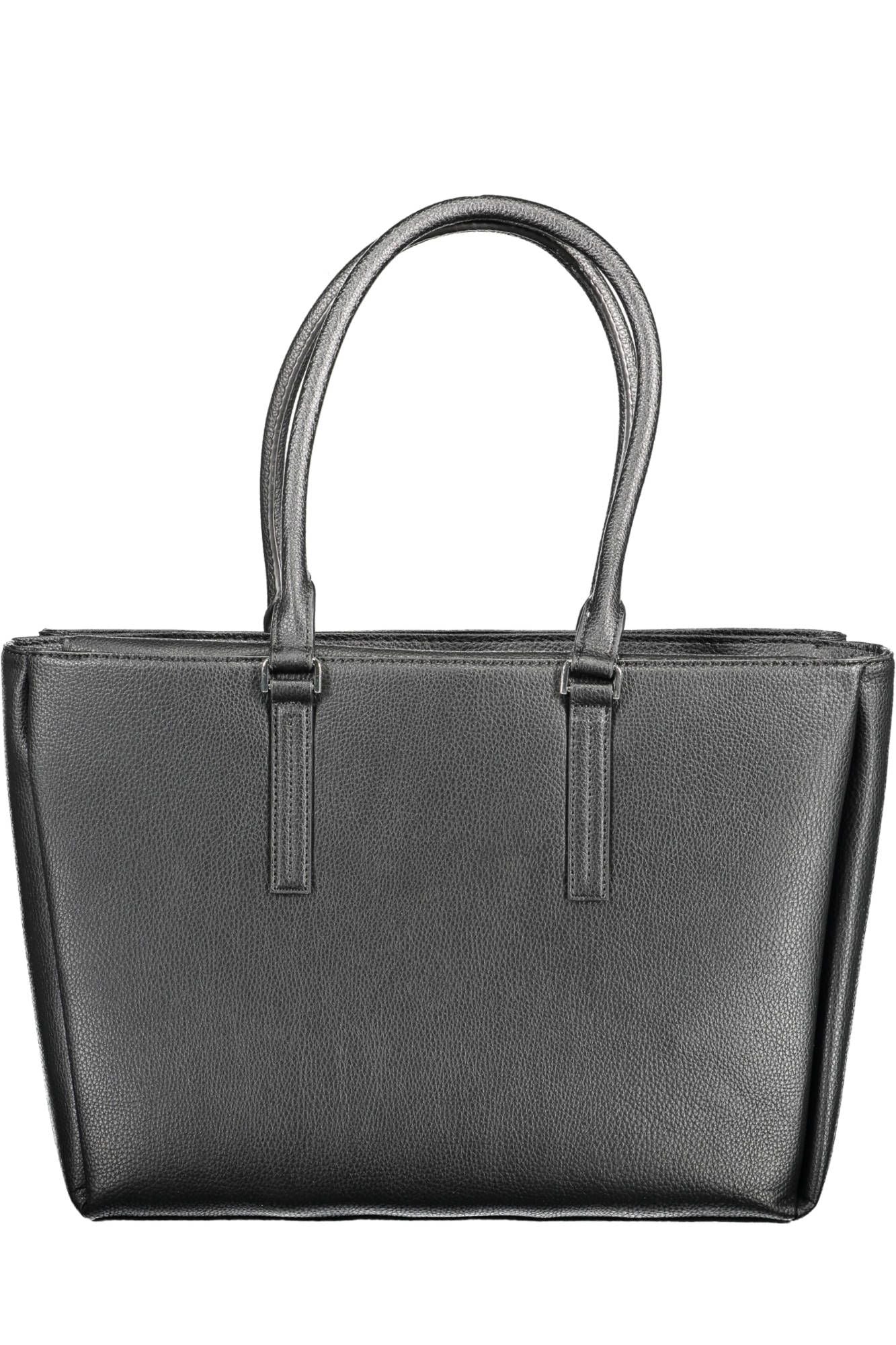 Black Polyethylene Women Handbag - GLAMHUB BOUTIQUE 