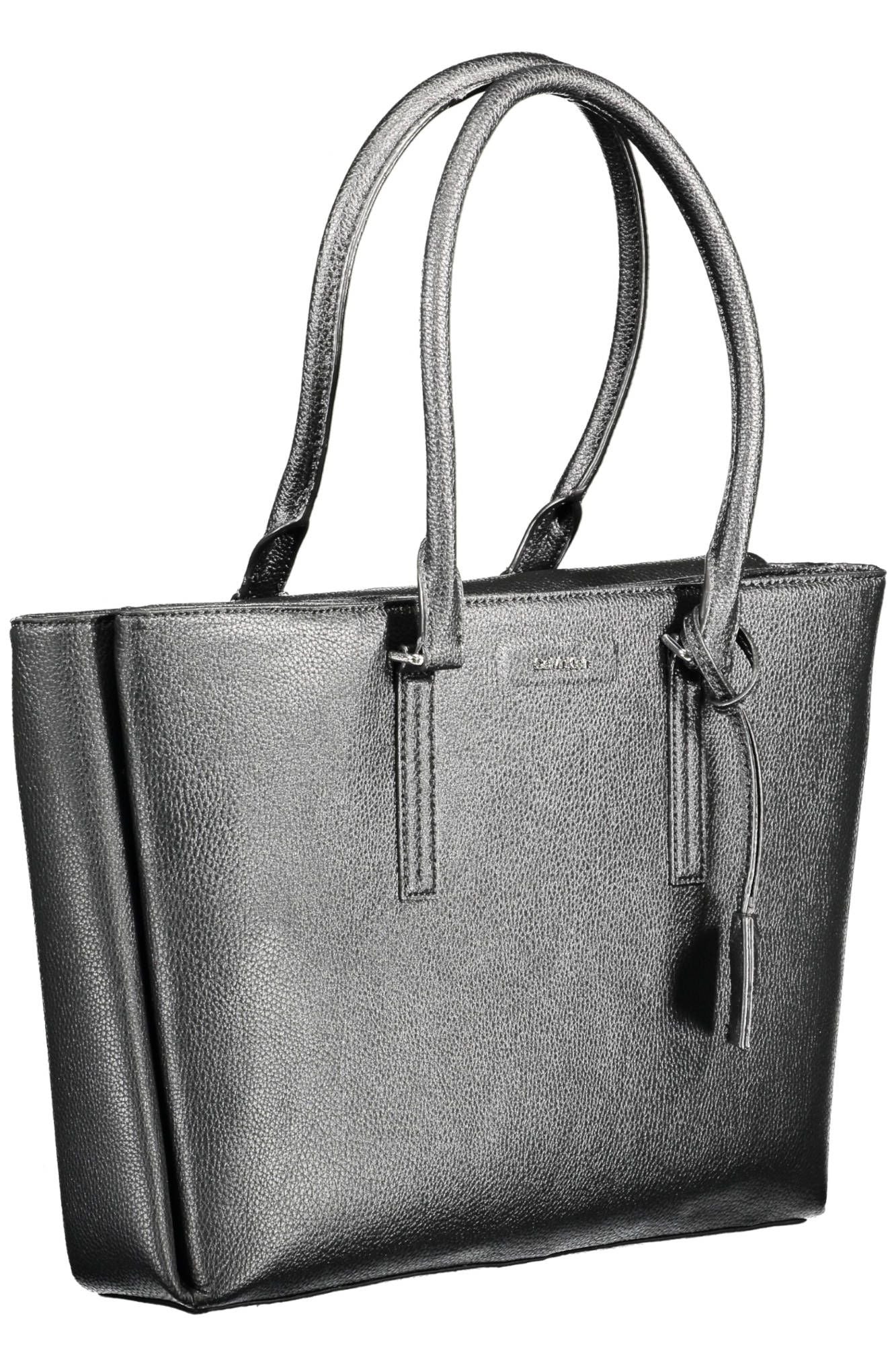 Black Polyethylene Women Handbag - GLAMHUB BOUTIQUE 