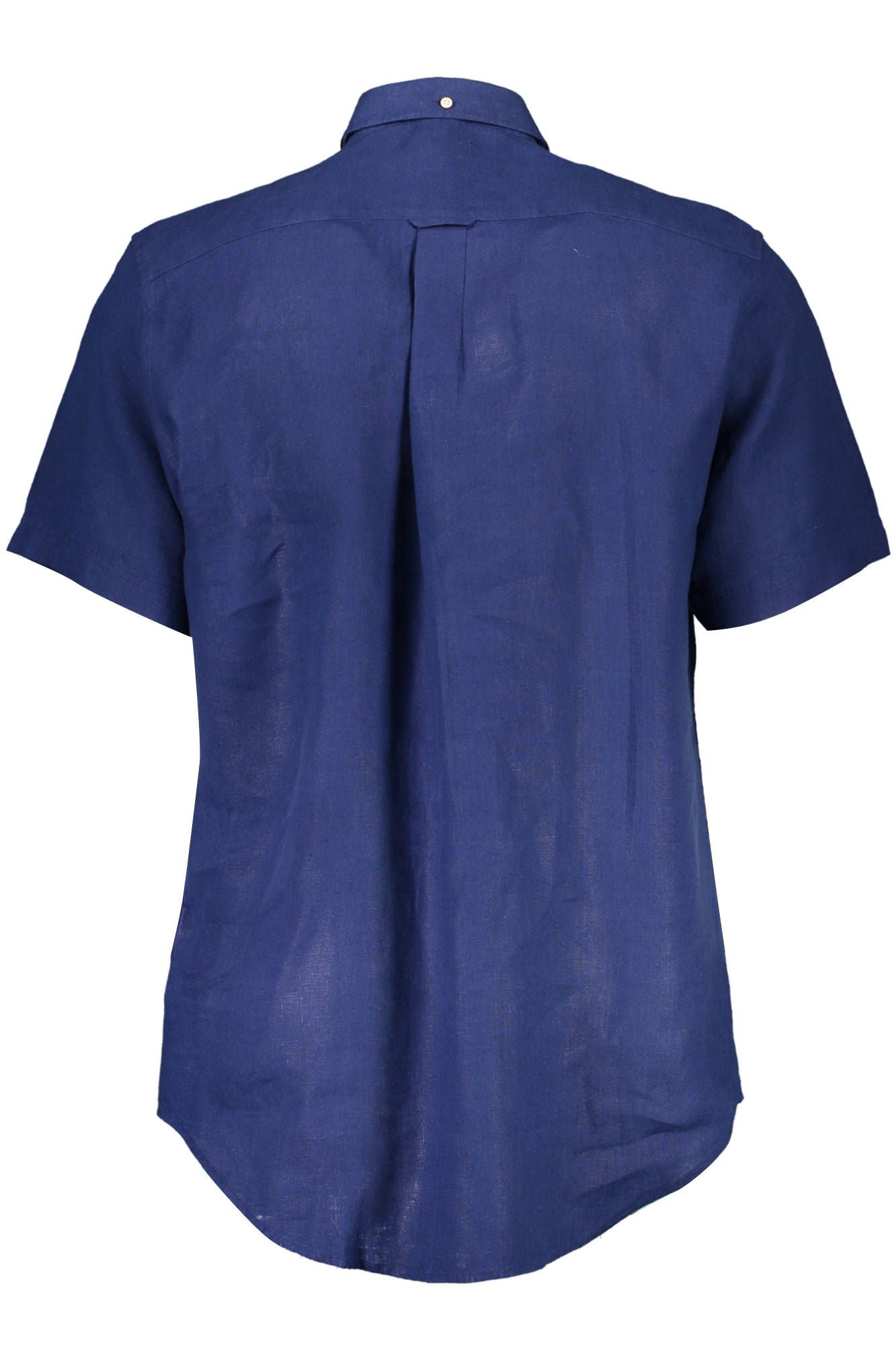 Elegant Blue Linen Button-Down Shirt - GlamHub Luxury and Icon Brand Clothing